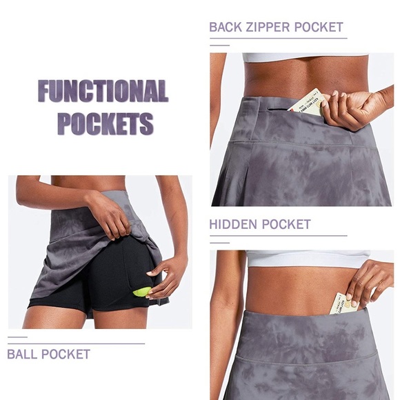 💜BALEAF HIGH RISE SKIRT/SKORT-TIE DYE PURPLE💜 - Picture 4 of 16